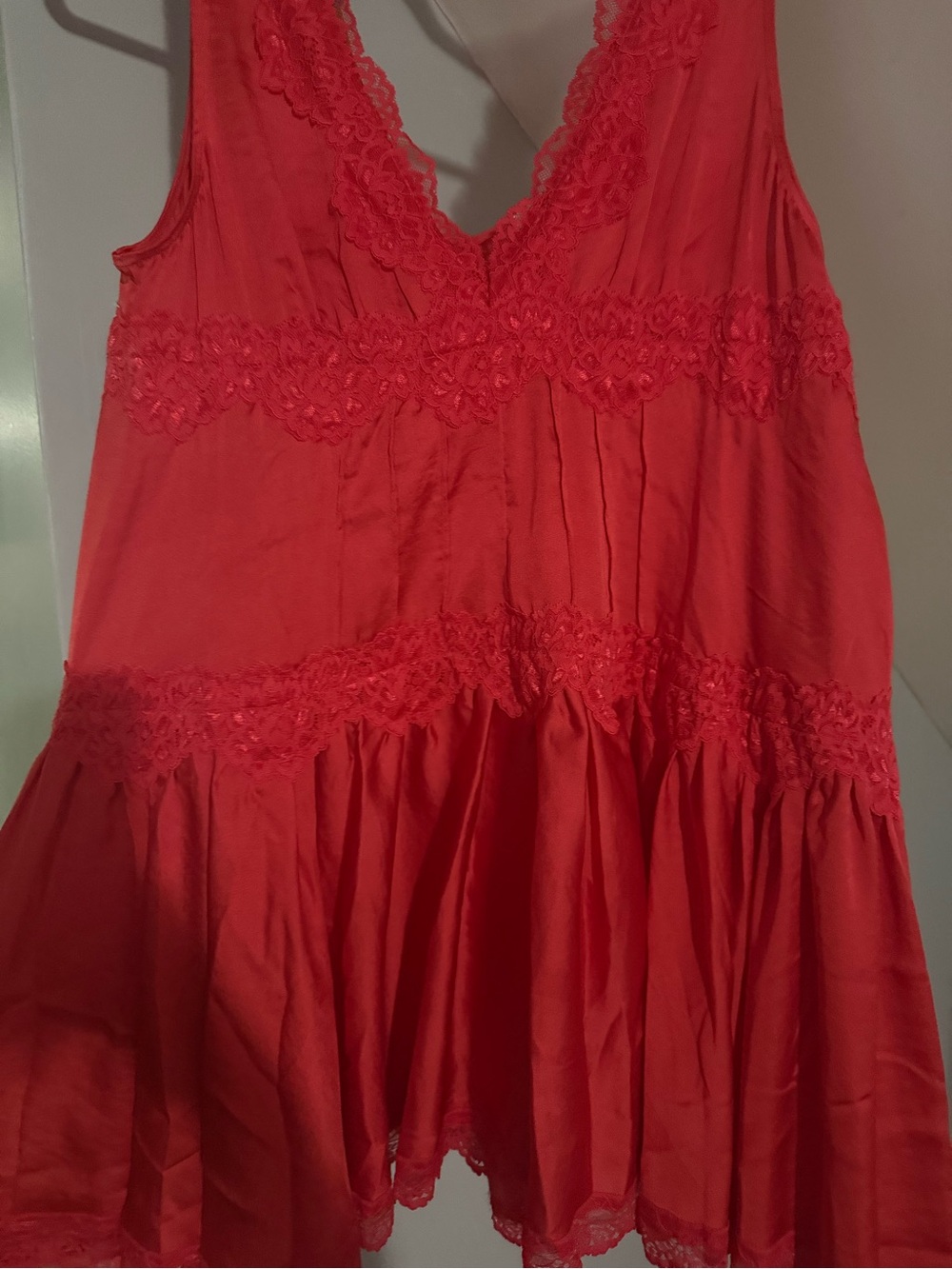 Free People Coral Lace-Trim Sleeveless Mini Dress